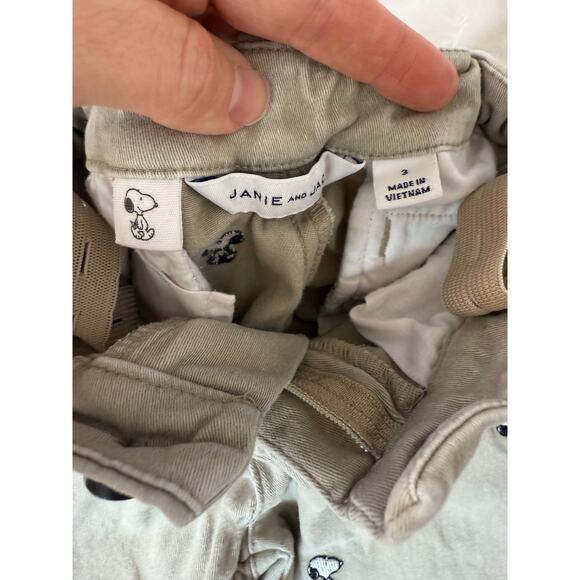 Janie and Jack Peanuts Snoopy Straight Leg Embroidered Khaki Pants Kids 3 *good* - Picture 8 of 13